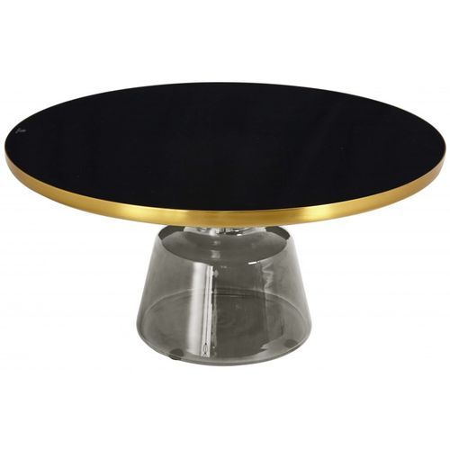 Table basse ronde design verre trempé gris et noir Kloche 75 cm - Photo n°3; ?>