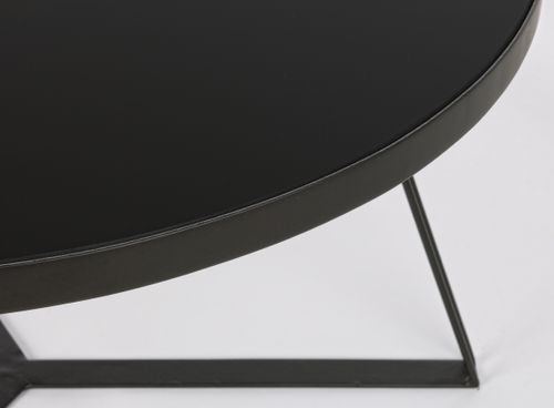 Table basse ronde en verre et pieds en acier noir Zira L 70 cm - Photo n°2; ?>