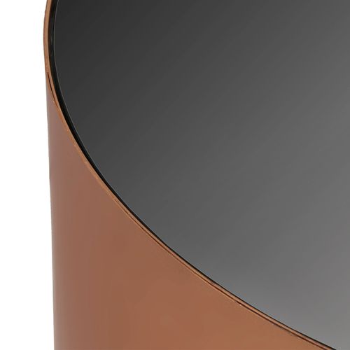 Table basse ronde en verre noir et pieds métal cuivré Simila D 90 cm - Photo n°3; ?>