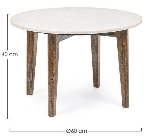 Table basse ronde marbre blanc et marron Sylvie - Lot de 2 - Photo n°3; ?>