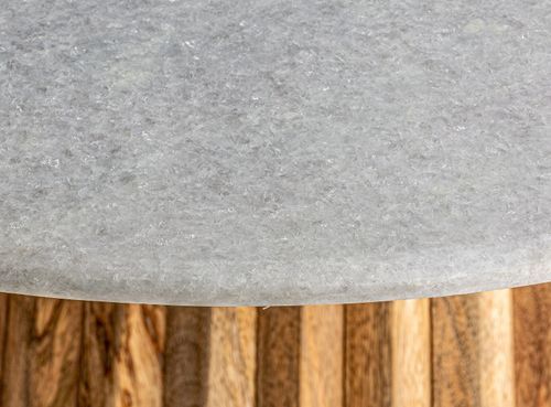 Table basse ronde marbre blanc et pied manguier massif Lial D 100 cm - Photo n°2; ?>