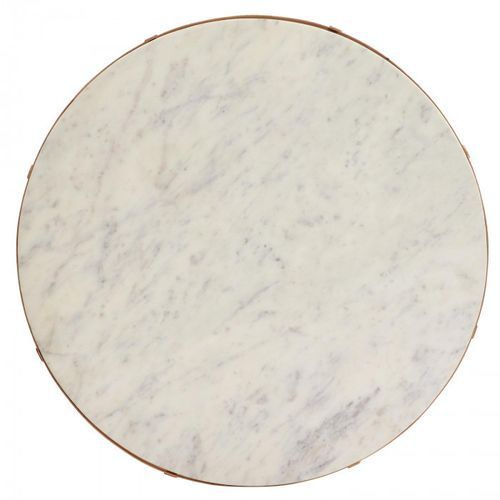 Table basse ronde marbre blanc et pied métal bronze Piega 88 cm - Photo n°2; ?>