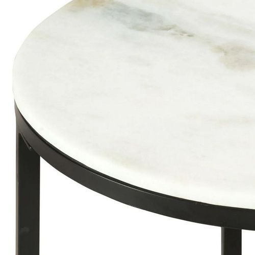 Table basse ronde marbre blanc et pieds métal noir Irmin - Photo n°3; ?>