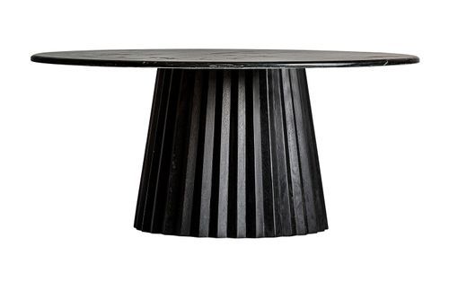 Table basse ronde marbre et pied manguier massif noir Lial D 100 cm - Photo n°2; ?>