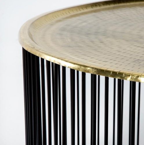 Table basse ronde métal doré et noir D 80 cm - Photo n°2; ?>