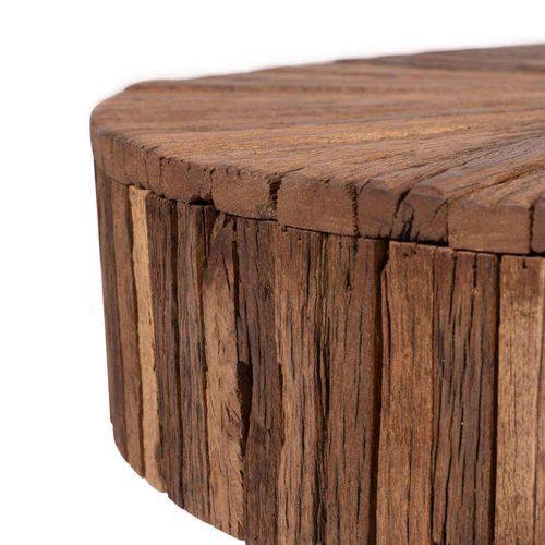 Table basse ronde style industriel bois recyclé et métal noir laqué mat Karat 70 cm - Photo n°3; ?>