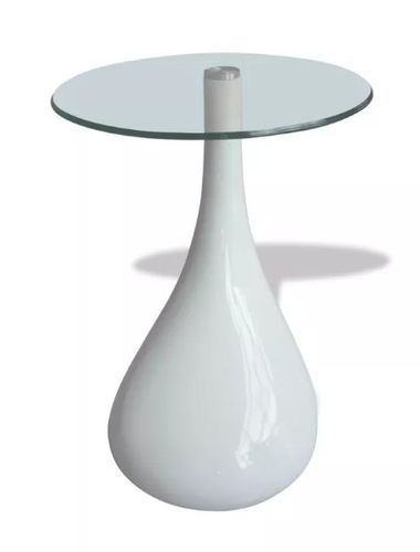 Table basse ronde verre trempé et fibre de verre blanc brillant Ben - Photo n°3; ?>