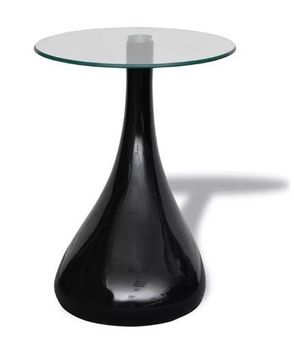 Table basse ronde verre trempé et fibre de verre noir brillant Ben - Photo n°3; ?>