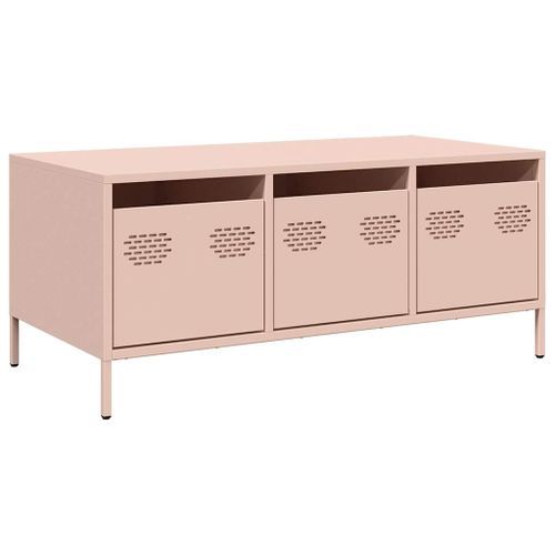 Table basse rose 101,5x50x43,5 cm acier laminé à froid - Photo n°2; ?>