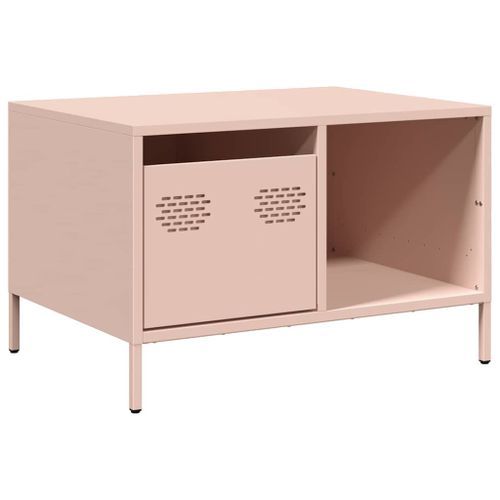 Table basse rose 68,5x50x43,5 cm acier laminé à froid - Photo n°2; ?>