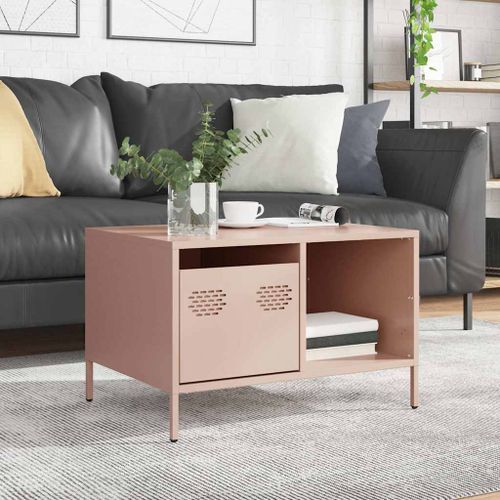 Table basse rose 68,5x50x43,5 cm acier laminé à froid - Photo n°3; ?>