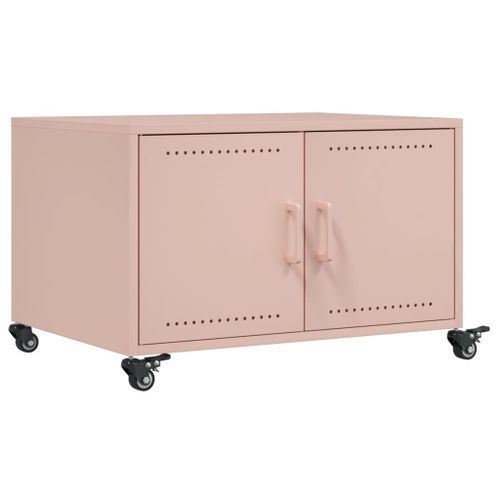 Table basse rose 68x50x43,5 cm acier laminé à froid - Photo n°2; ?>