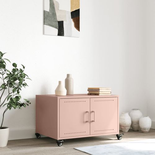 Table basse rose 68x50x43,5 cm acier laminé à froid - Photo n°3; ?>