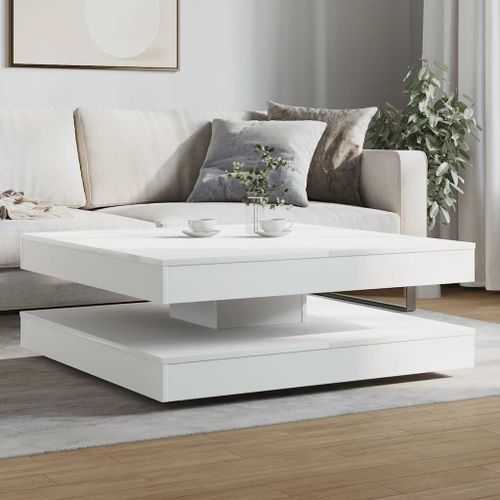 Table basse rotative à 360 degrés blanc 90x90x34,5 cm - Photo n°3; ?>