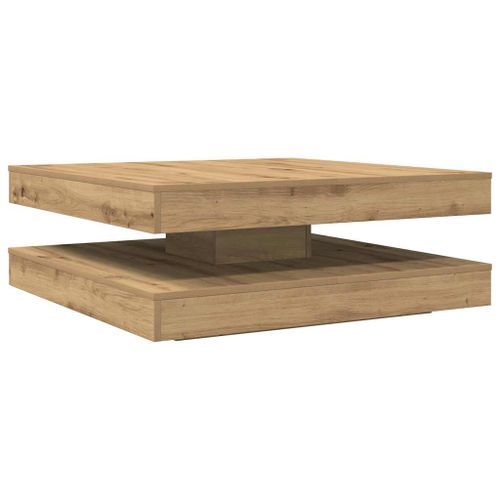 Table basse rotative à 360 degrés chêne artisanal 90x90x34,5 cm - Photo n°2; ?>