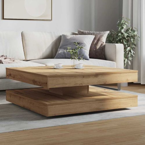 Table basse rotative à 360 degrés chêne artisanal 90x90x34,5 cm - Photo n°3; ?>