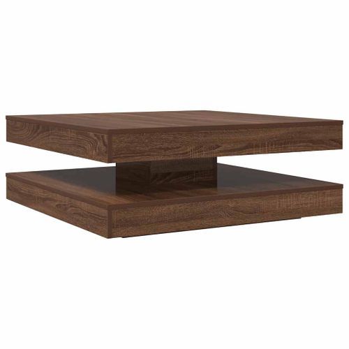 Table basse rotative à 360 degrés chêne marron 90x90x34,5 cm - Photo n°2; ?>