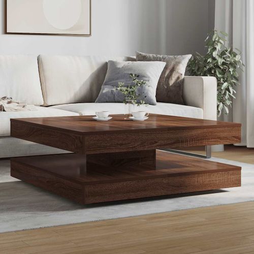 Table basse rotative à 360 degrés chêne marron 90x90x34,5 cm - Photo n°3; ?>