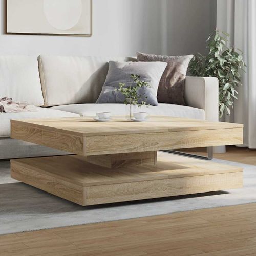 Table basse rotative à 360 degrés chêne sonoma 90x90x34,5 cm - Photo n°3; ?>