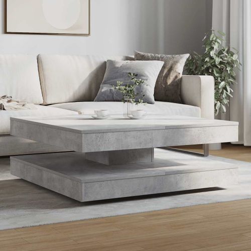 Table basse rotative à 360 degrés gris béton 90x90x34,5 cm - Photo n°3; ?>