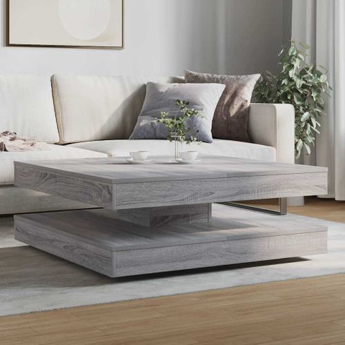 Table basse rotative à 360 degrés sonoma gris 90x90x34,5 cm - Photo n°3; ?>