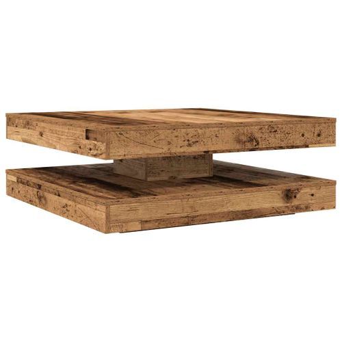 Table basse rotative à 360 degrés vieux bois 90x90x34,5 cm - Photo n°2; ?>