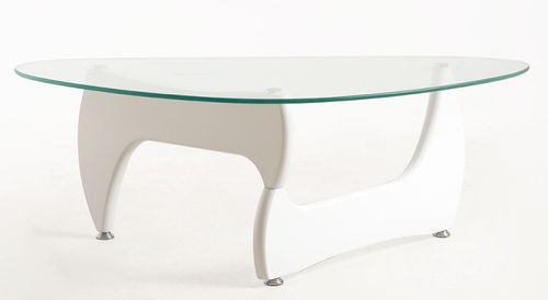 Table basse sculpturale verre trempé et bois massif blanc Snoki - Photo n°2; ?>