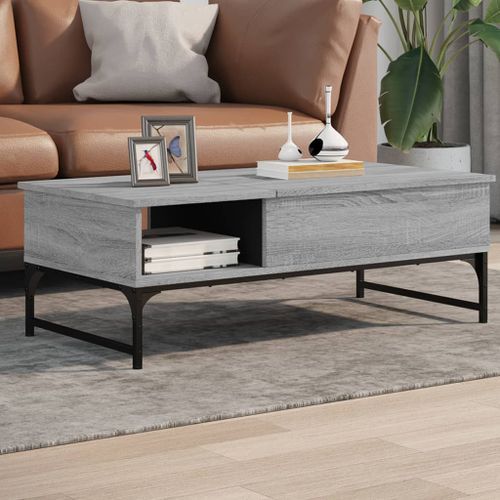 Table basse sonoma gris 100x50x35 cm bois d'ingénierie et métal - Photo n°2; ?>