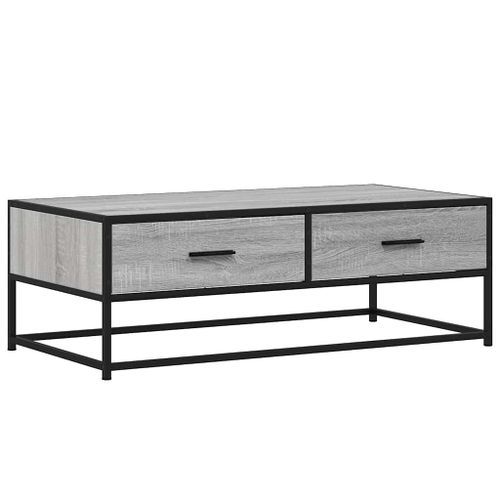 Table basse sonoma gris 100x50x35 cm bois d'ingénierie et métal - Photo n°2; ?>