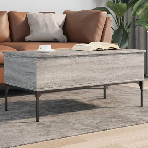 Table basse sonoma gris 100x50x45 cm bois d'ingénierie et métal - Photo n°2; ?>