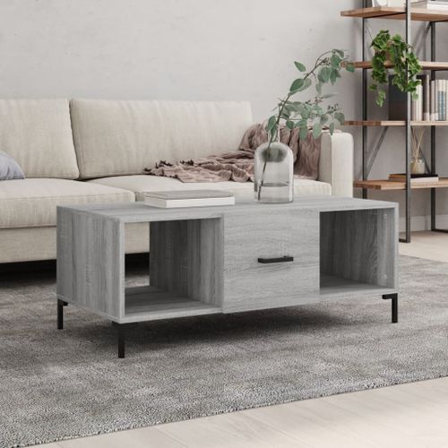 Table basse sonoma gris 102x50x40 cm bois d'ingénierie - Photo n°2; ?>