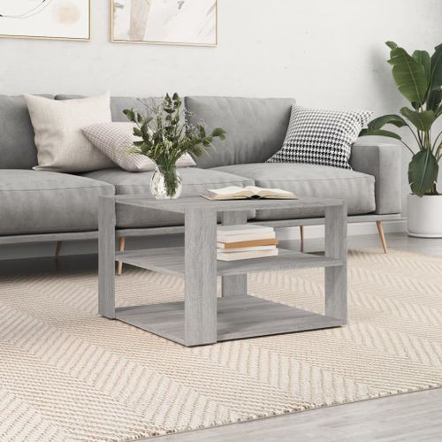 Table basse sonoma gris 59,5x59,5x40 cm bois d'ingénierie - Photo n°2; ?>