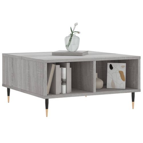 Table basse sonoma gris 60x60x30 cm bois d'ingénierie - Photo n°3; ?>