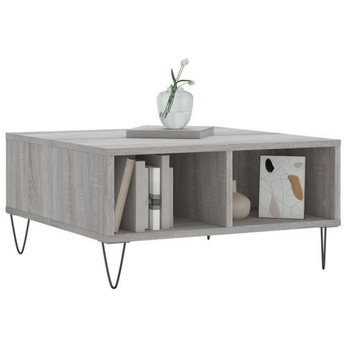 Table basse sonoma gris 60x60x30 cm bois d'ingénierie - Photo n°3; ?>