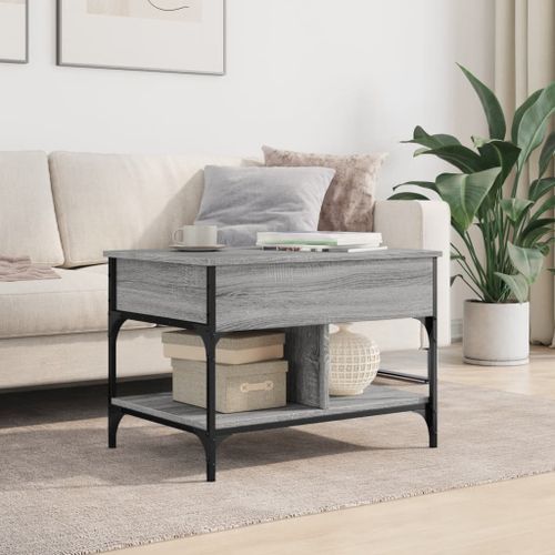 Table basse sonoma gris 70x50x50 cm bois d'ingénierie et métal - Photo n°3; ?>