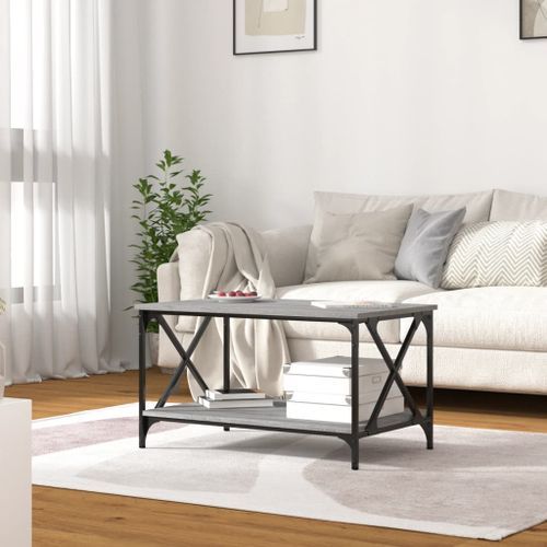 Table basse Sonoma gris 80x50x45 cm Bois d'ingénierie et fer - Photo n°3; ?>