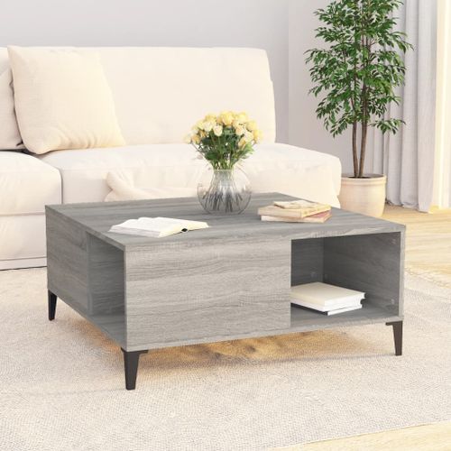 Table basse sonoma gris 80x80x36,5 cm bois d'ingénierie - Photo n°3; ?>