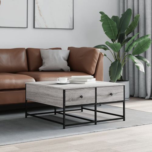 Table basse sonoma gris 80x80x40 cm bois d'ingénierie - Photo n°2; ?>