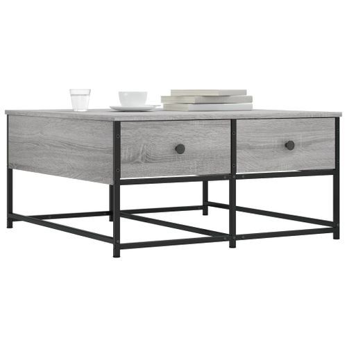 Table basse sonoma gris 80x80x40 cm bois d'ingénierie - Photo n°3; ?>