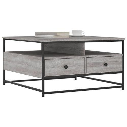 Table basse sonoma gris 80x80x45 cm bois d'ingénierie - Photo n°3; ?>