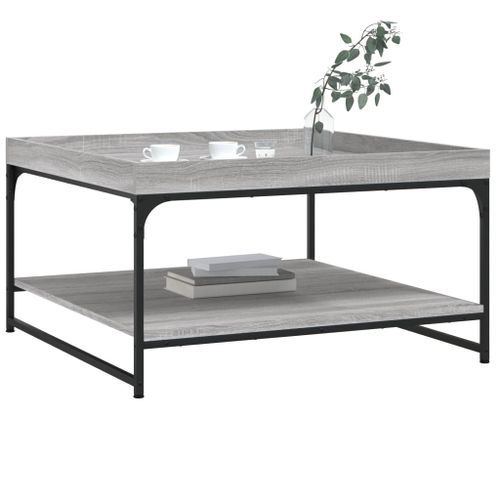 Table basse sonoma gris 80x80x45 cm bois d'ingénierie et fer - Photo n°3; ?>