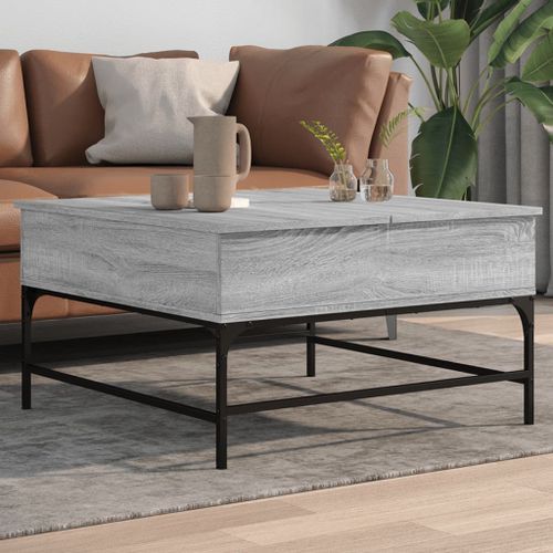 Table basse sonoma gris 80x80x45 cm bois d'ingénierie et métal - Photo n°2; ?>