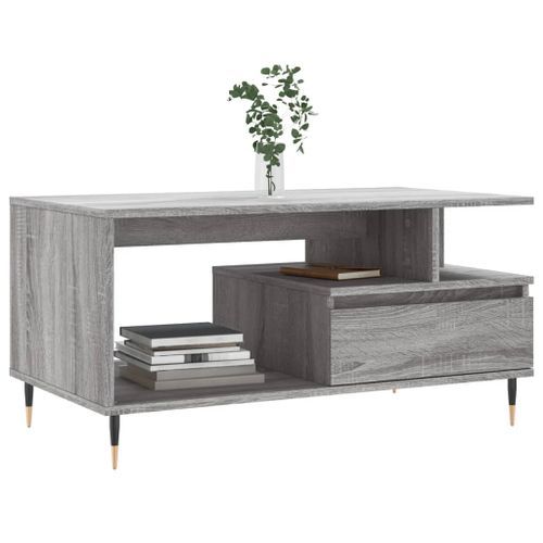 Table basse Sonoma gris 90x49x45 cm Bois d'ingénierie - Photo n°3; ?>