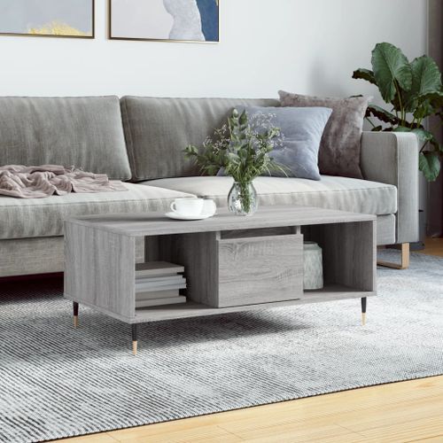 Table basse Sonoma gris 90x50x36,5 cm Bois d'ingénierie - Photo n°2; ?>