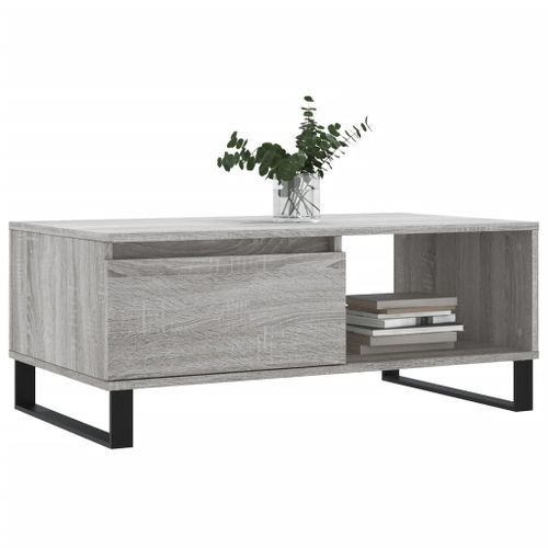 Table basse Sonoma gris 90x50x36,5 cm Bois d'ingénierie - Photo n°3; ?>