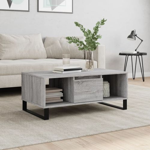 Table basse Sonoma gris 90x50x36,5 cm Bois d'ingénierie - Photo n°2; ?>