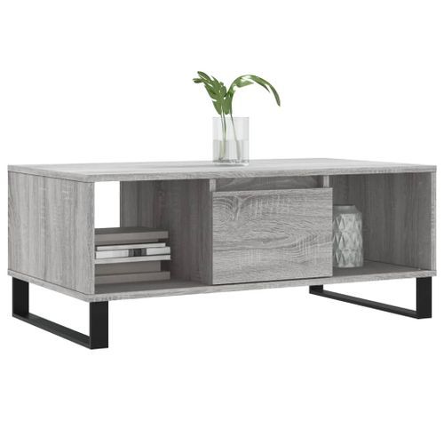 Table basse Sonoma gris 90x50x36,5 cm Bois d'ingénierie - Photo n°3; ?>