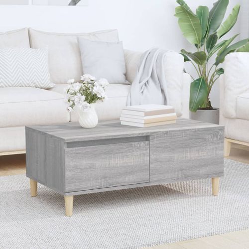 Table basse Sonoma gris 90x50x36,5 cm Bois d'ingénierie - Photo n°2; ?>