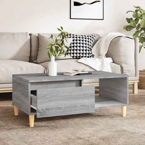 Table basse Sonoma gris 90x50x36,5 cm Bois d'ingénierie - Photo n°3; ?>