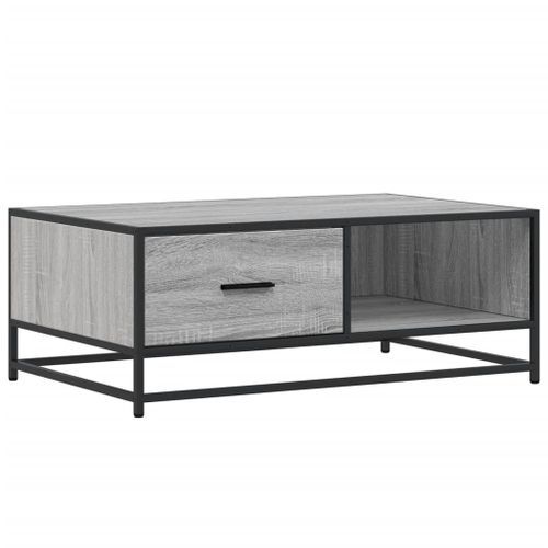 Table basse sonoma gris 90x57x35 cm bois d'ingénierie et métal - Photo n°2; ?>